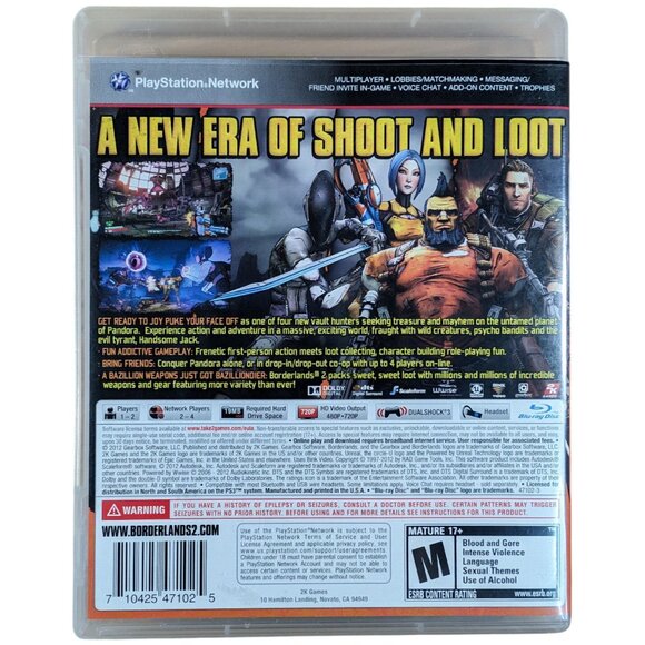 Borderlands 2 Sony PlayStation 3 PS3 2012 Complete w/ Case & Manual 2K Games - Picture 2 of 3